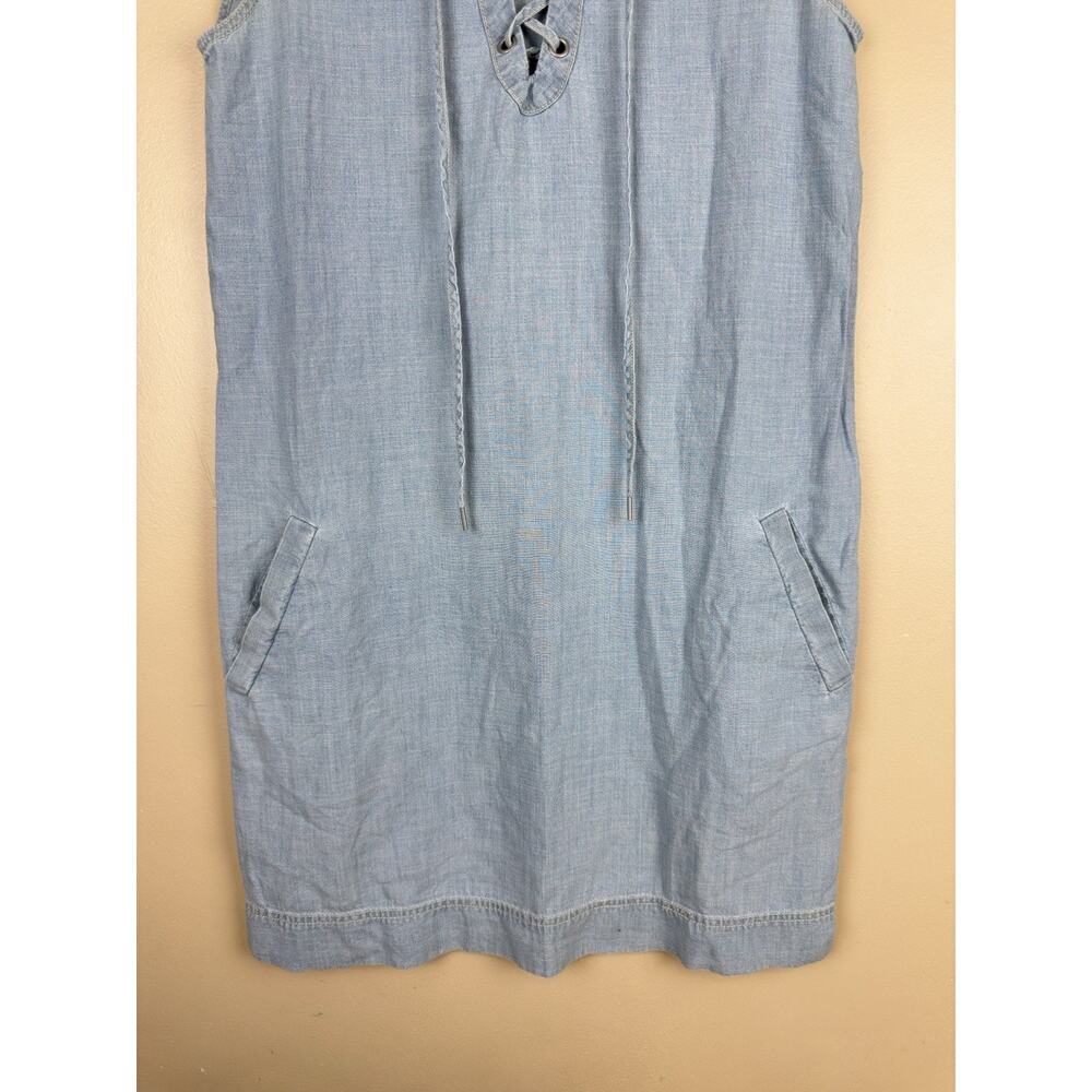 Madewell Women’s Chambray Lace-Up Shift Dress Blue XXS - Picture 2 of 9